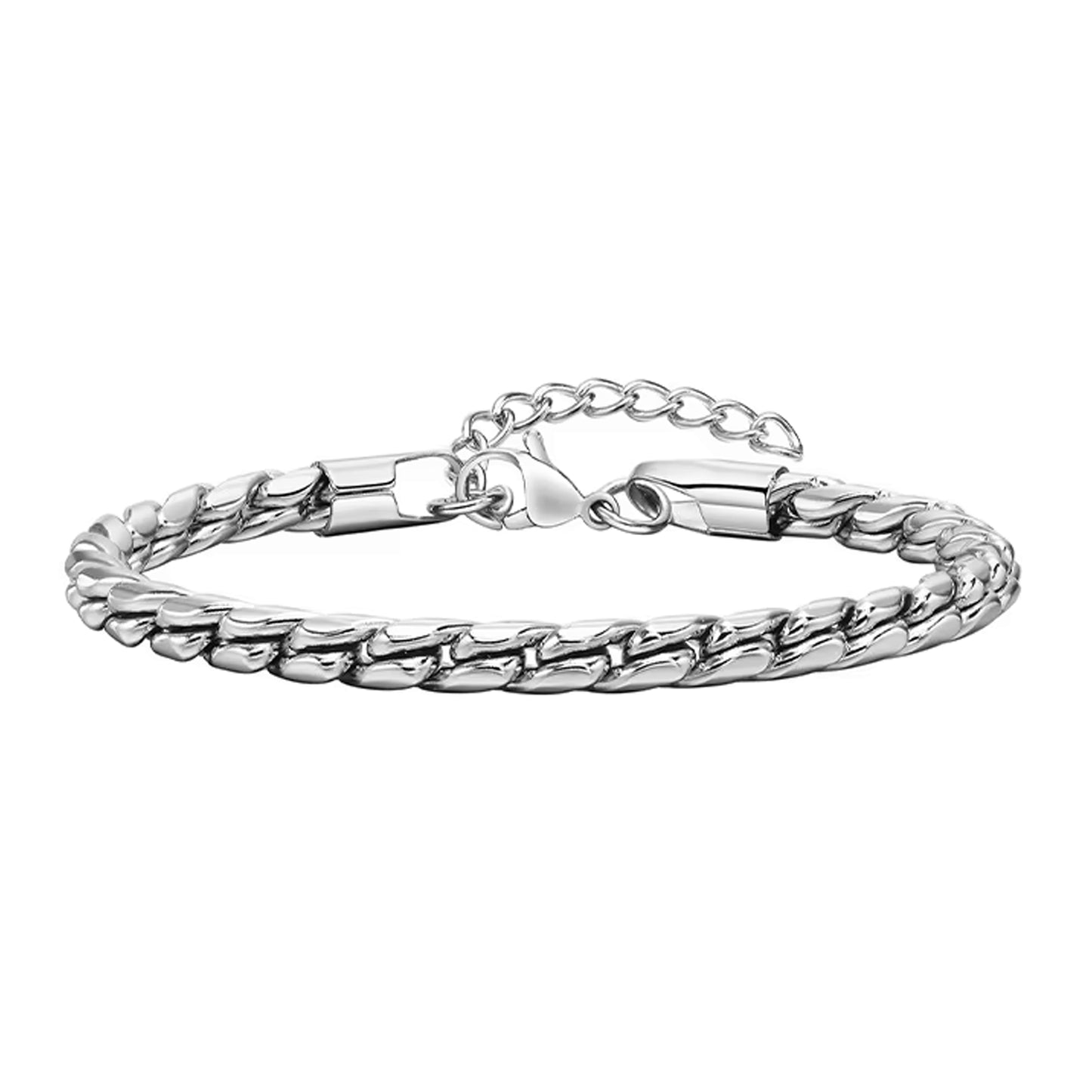 5mm Mens Rope Bracelet | Silver or Black - Double Fancy