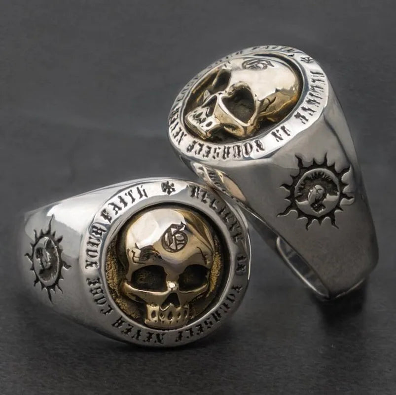 GOTHIC SKULL BIKER RING