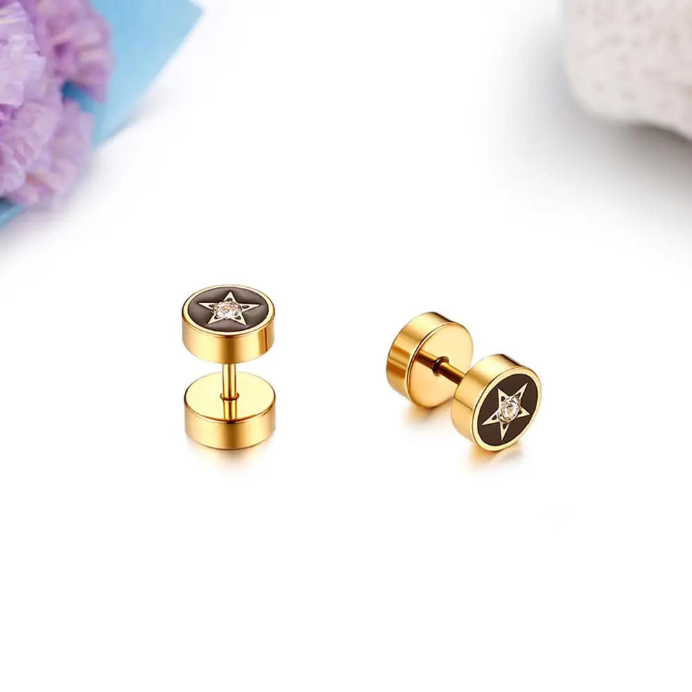 STEEL DUMBBELL STUD EARRING