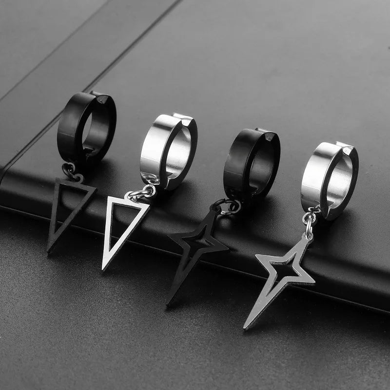 STEEL TRIANGLE CLIP ON EARRINGS