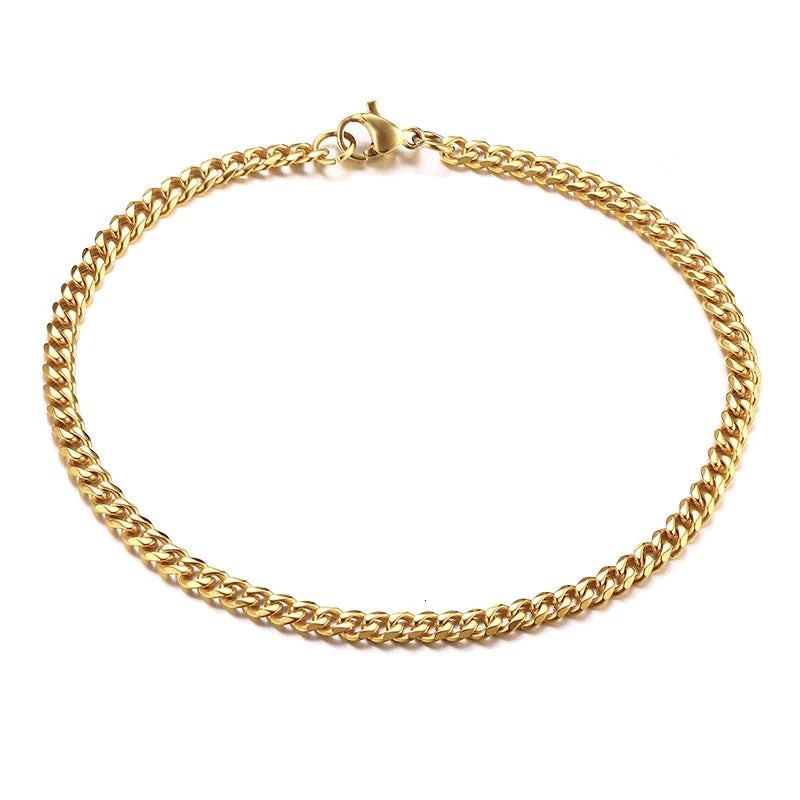 Gold Cuban Chain Bracelet-Double Fancy