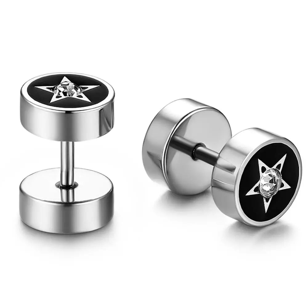 STEEL DUMBBELL STUD EARRING