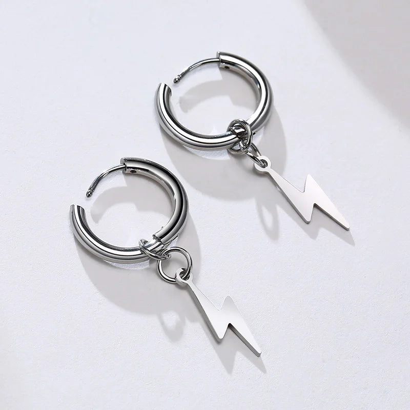 STEEL LIGHTNING CHARMS EARRINGS