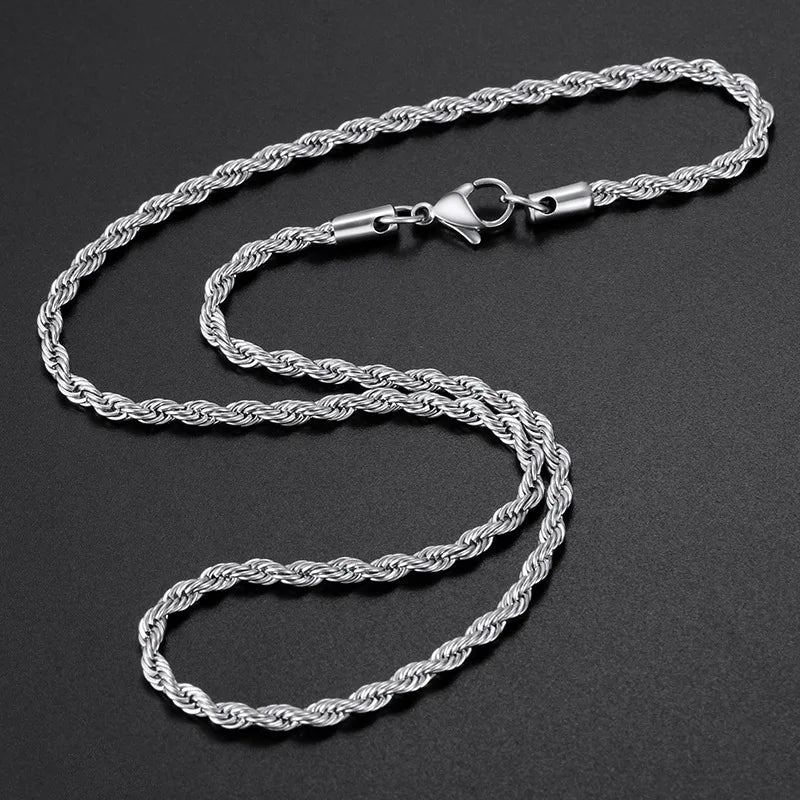 STEEL TWISTED ROPE CHAIN NECKLACE