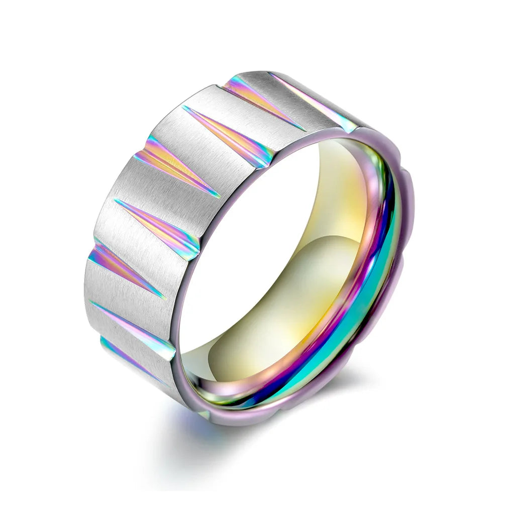 TITANIUM BRUSHED GROOVE RING