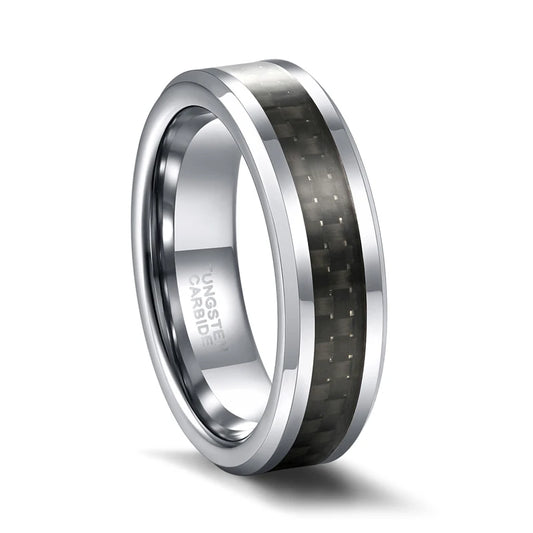 Black Checker Tungsten Ring-Double Fancy