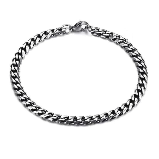 Steel Cuban Chain Bracelet-Double Fancy