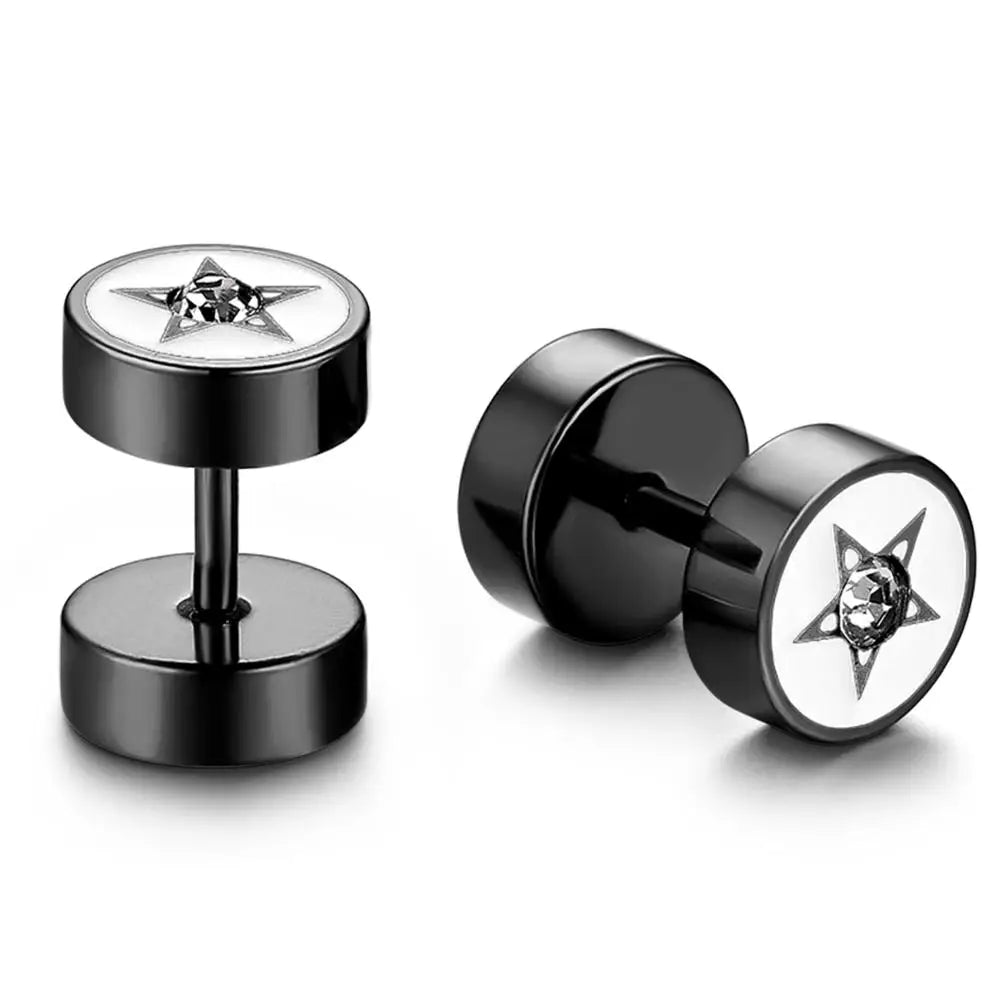 STEEL DUMBBELL STUD EARRING