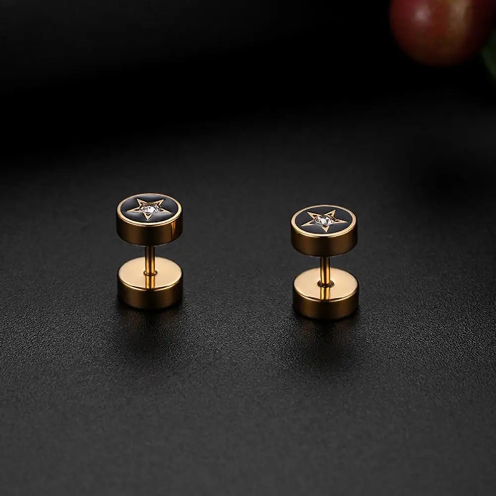 STEEL DUMBBELL STUD EARRING