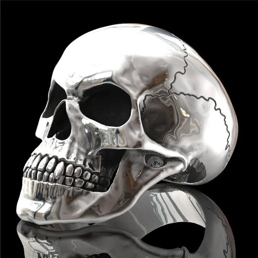 SILVER SKULL SIGNET RING