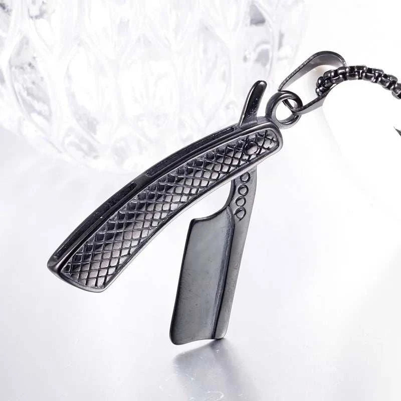 BARBER KNIFE NECKLACE PENDANT