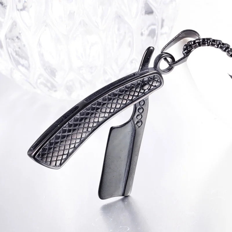 BARBER KNIFE NECKLACE PENDANT