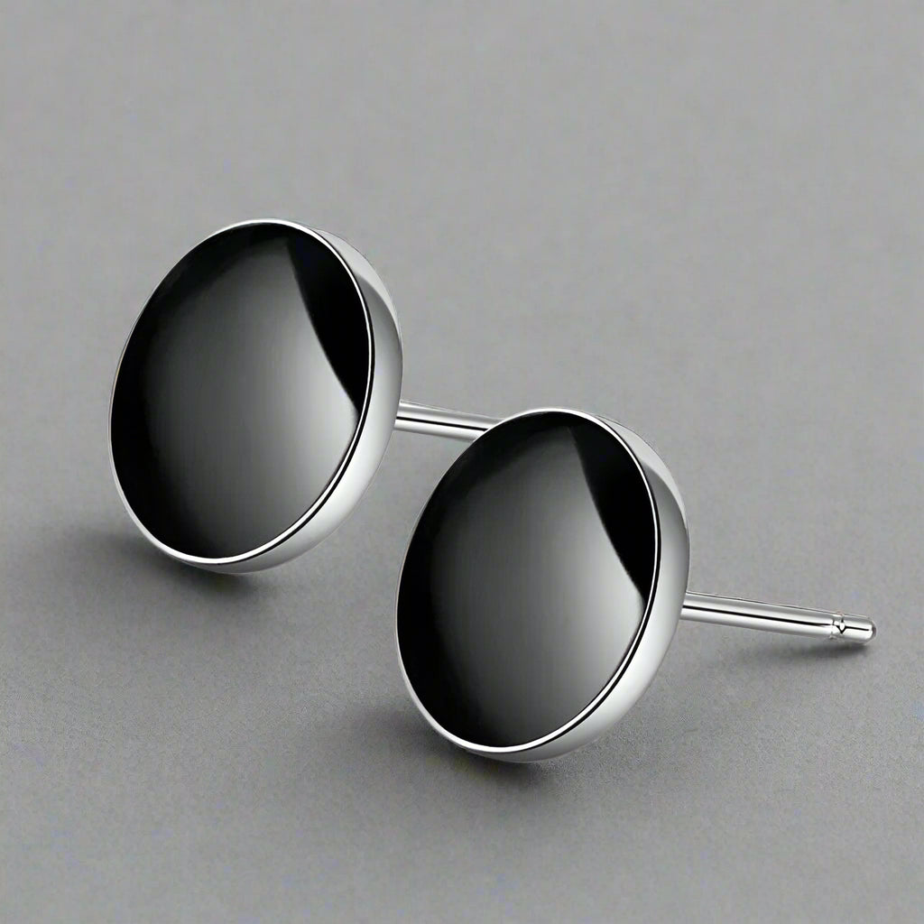 Silver Round Stud Earrings - Double Fancy