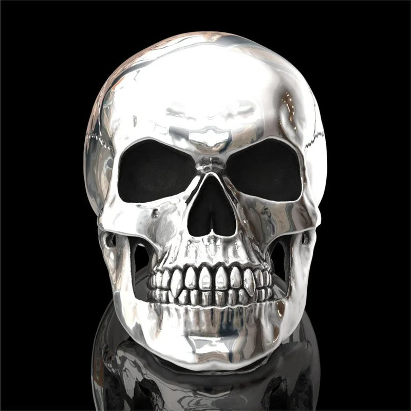 SILVER SKULL SIGNET RING