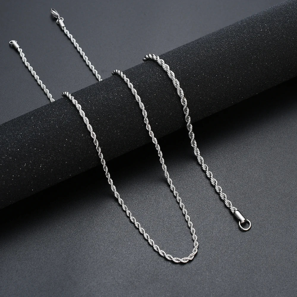 STEEL TWISTED ROPE CHAIN NECKLACE