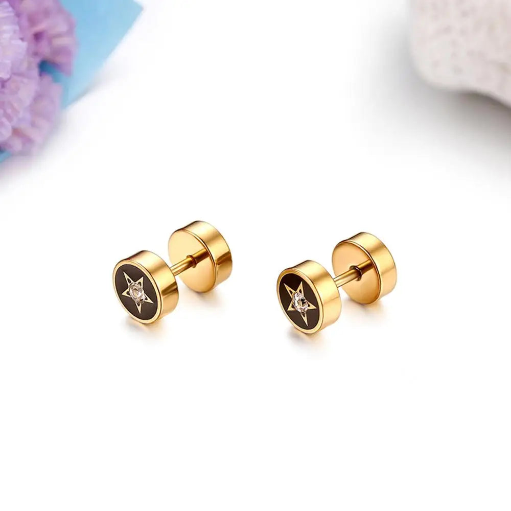 STEEL DUMBBELL STUD EARRING