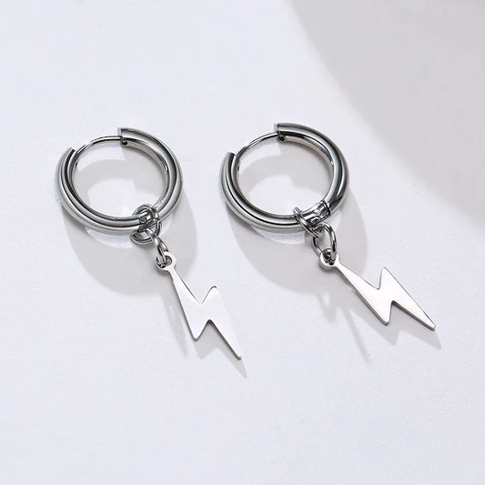 STEEL LIGHTNING CHARMS EARRINGS