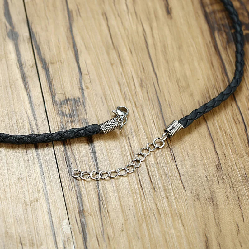 BRAIDED LEATHER HIPPIE NECKLACE