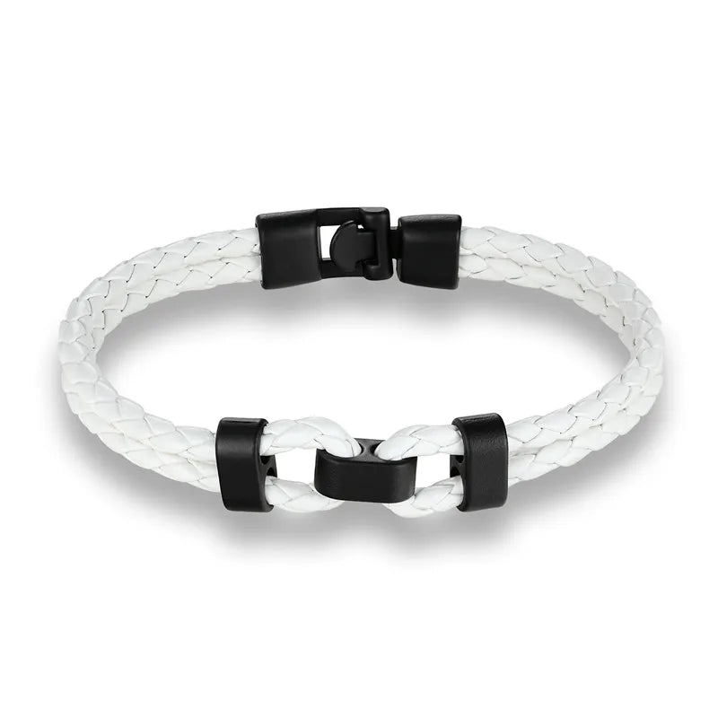 Black Minimalist Braided Leather Bracelet-Double Fancy