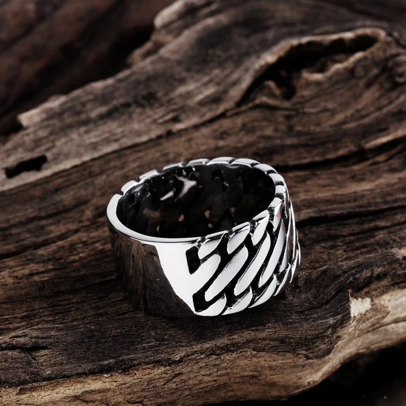 SILVER-TONE CURB RING