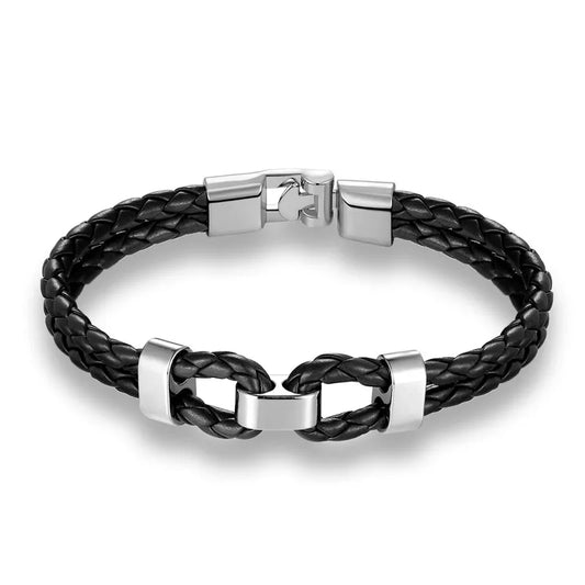 Minimalist Braided Leather Bracelet-Double Fancy