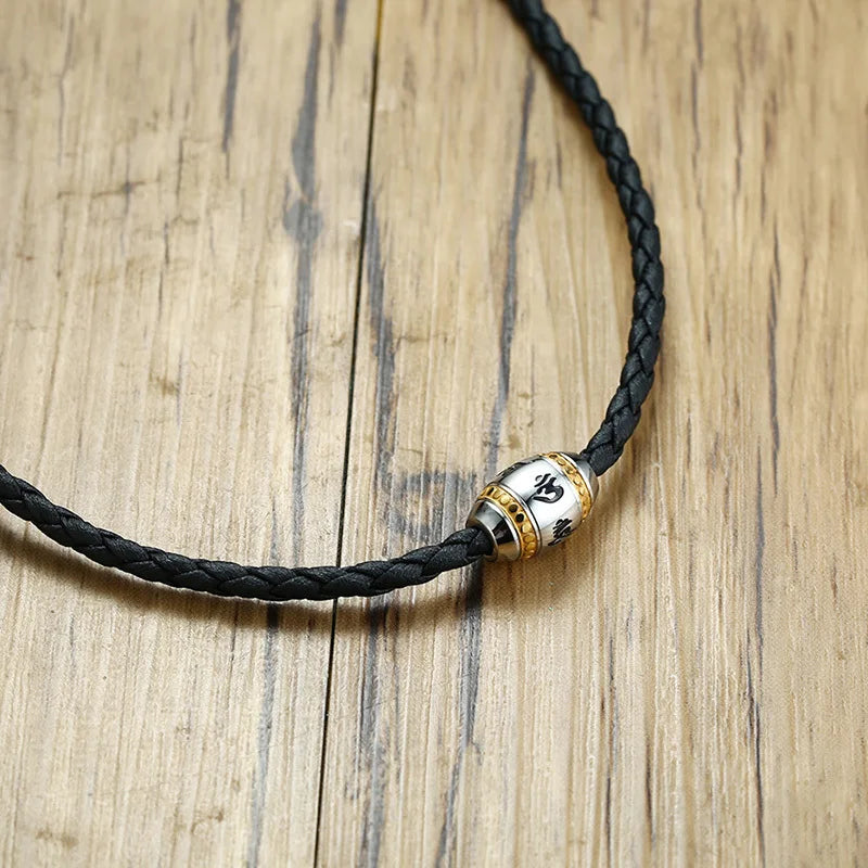 BRAIDED LEATHER HIPPIE NECKLACE