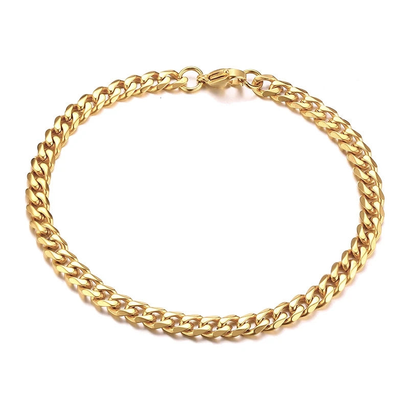 Gold Cuban Chain Bracelet-Double Fancy