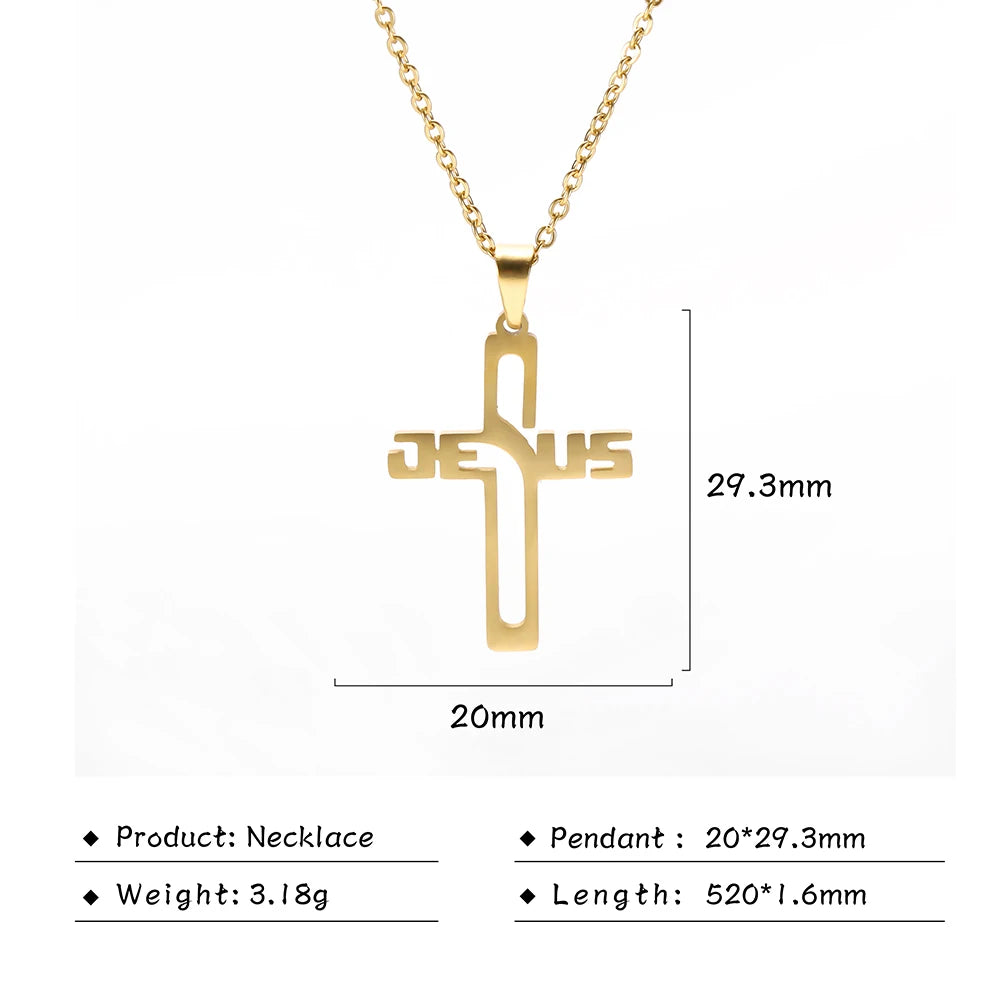 JESUS CROSS HOWLLOW NECKLACE