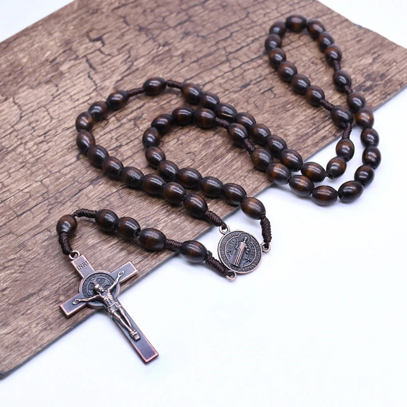 WOOD BEADS PRAYER ROSARY