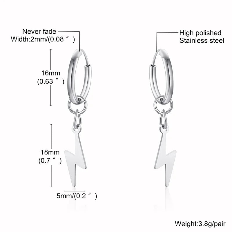 STEEL LIGHTNING CHARMS EARRINGS