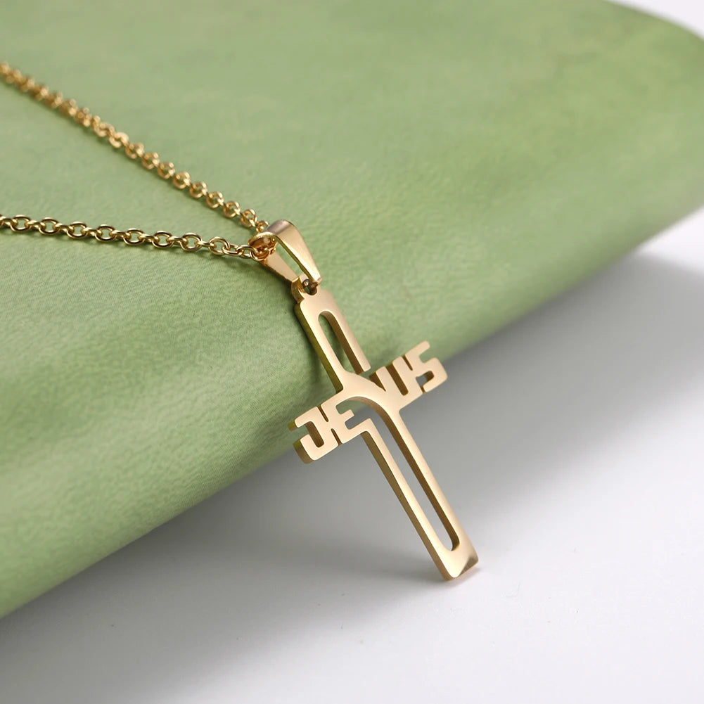 JESUS CROSS HOWLLOW NECKLACE