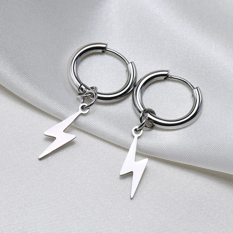 STEEL LIGHTNING CHARMS EARRINGS