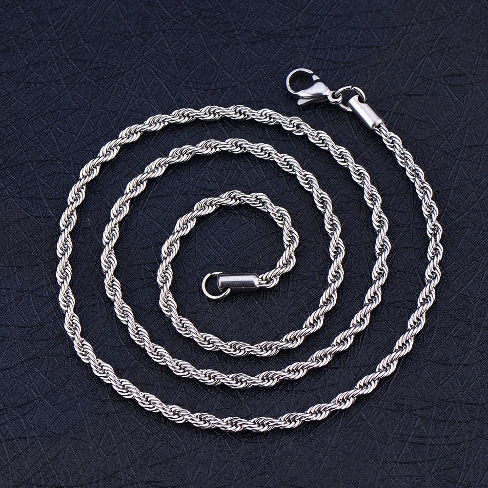 STEEL TWISTED ROPE CHAIN NECKLACE