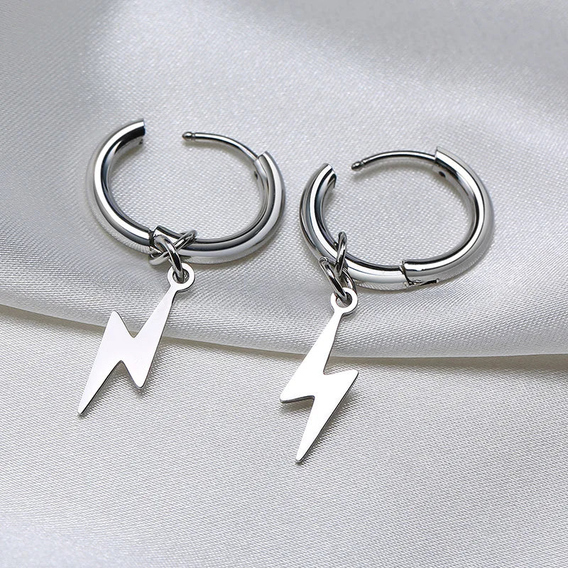 STEEL LIGHTNING CHARMS EARRINGS