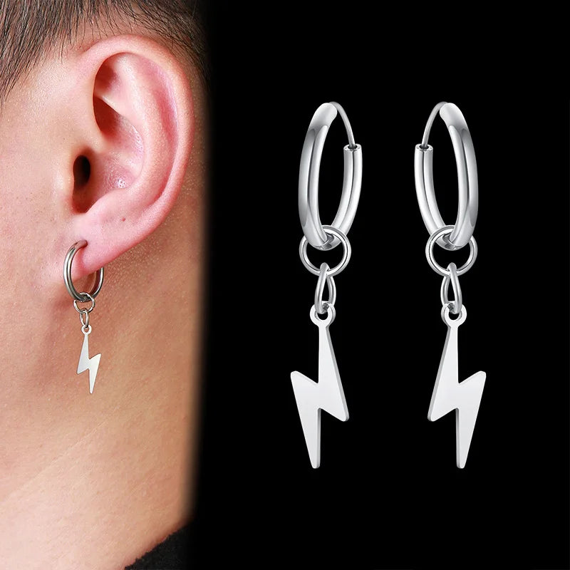 STEEL LIGHTNING CHARMS EARRINGS