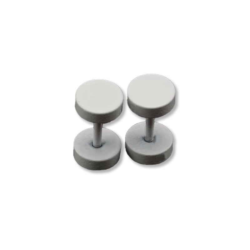 Matte White Stud Earrings-Double Fancy