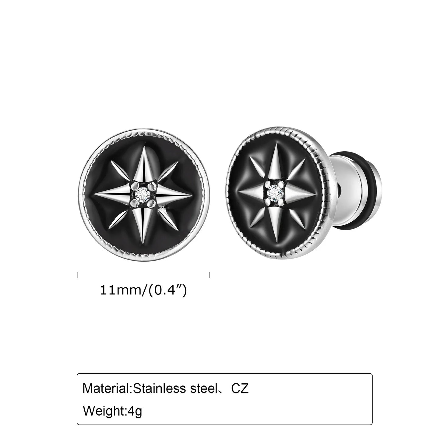 BLACK COMPASS STAR STUD EARRING