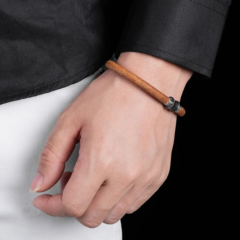 Minimalist Natural Leather Bracelet-Double Fancy