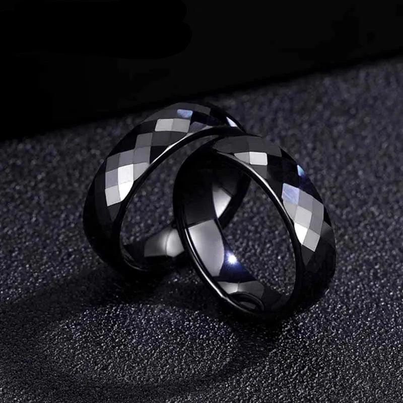 FACETED BLACK CERAMIC RING