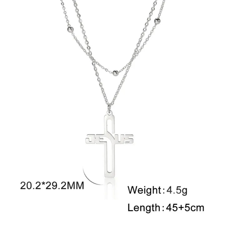 JESUS CROSS HOWLLOW NECKLACE