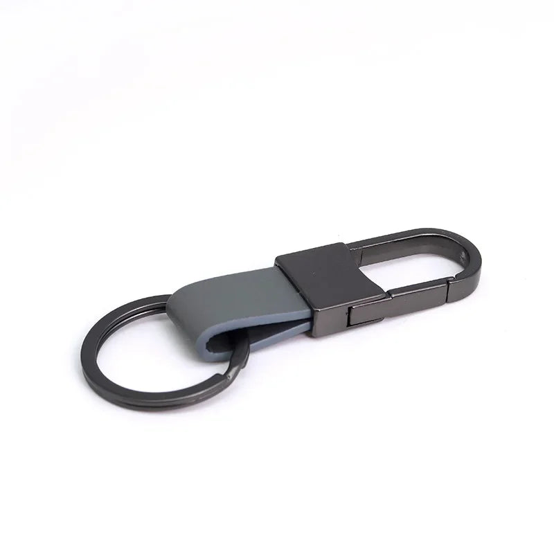 Black Leather Keyring Holder-Double Fancy