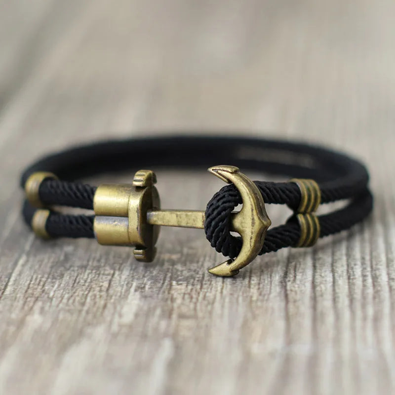 Bronze Vintage Anchor Bracelet-Double Fancy