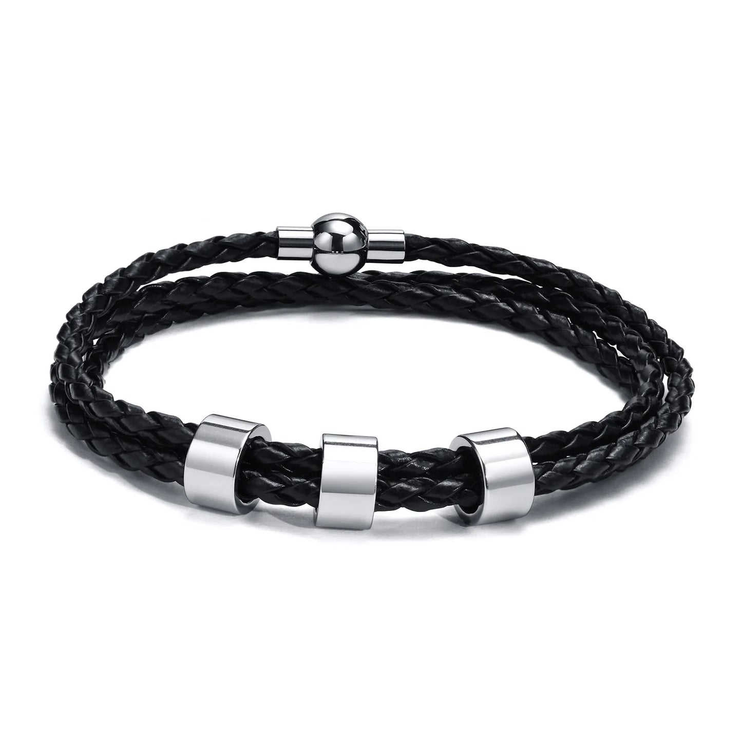 Navigator Braided Leather Bracelet - Double Fancy