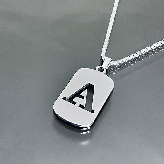 STEEL INITIAL TAG LETTER PENDANT