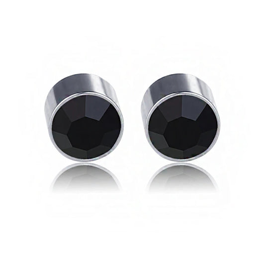 6MM ROUND BLACK CRYSTAL MAGNETIC EARRING