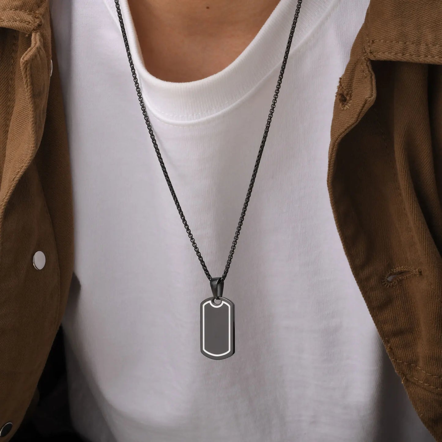 STEEL STYLISH TAG NECKLACE