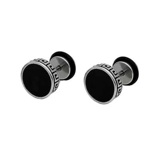 STAINLESS STEEL STUD FAUX PLUG STUD EARRING