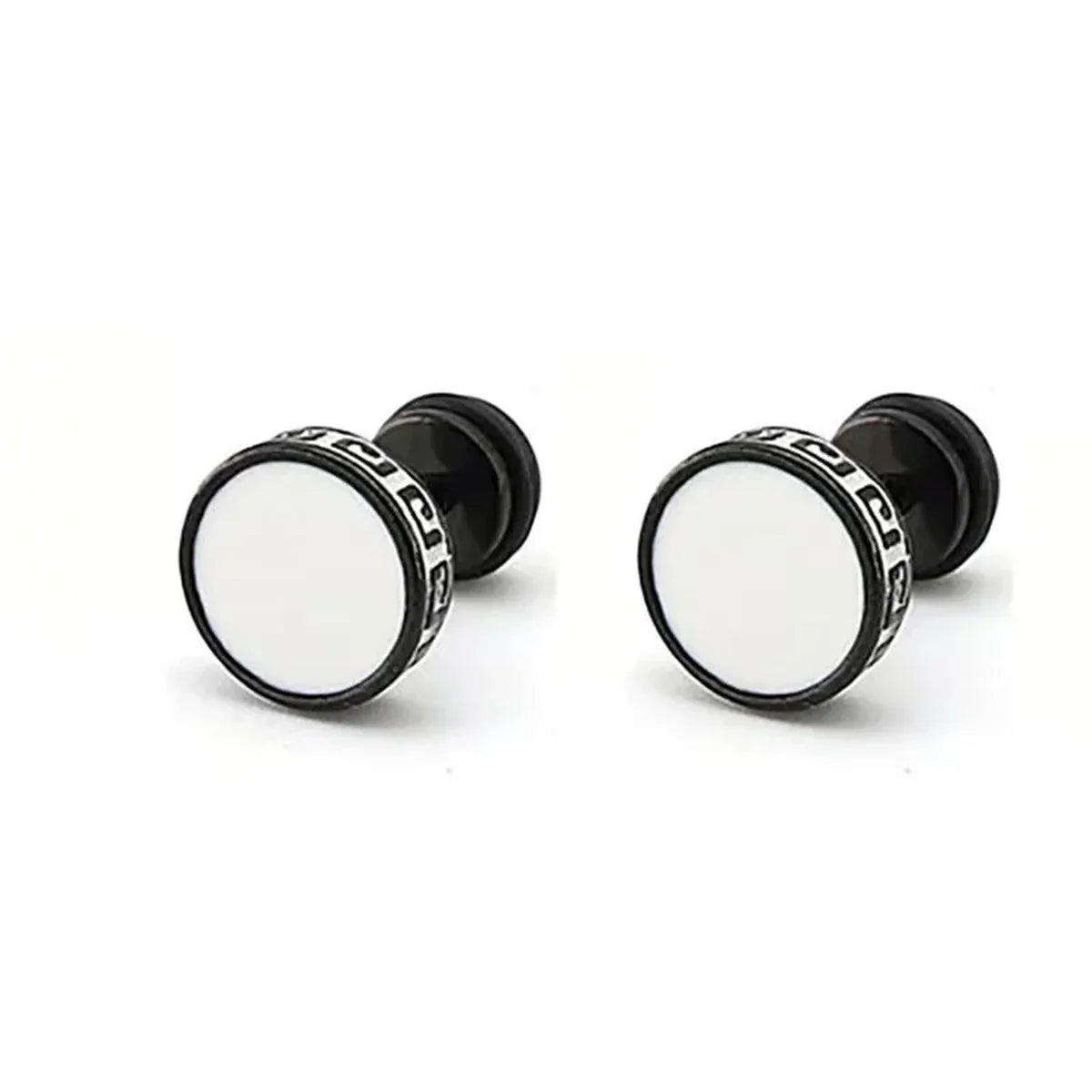 STAINLESS STEEL STUD FAUX PLUG STUD EARRING