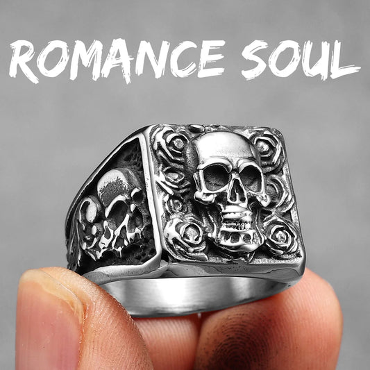 STEEL SKULL SIGNET RING