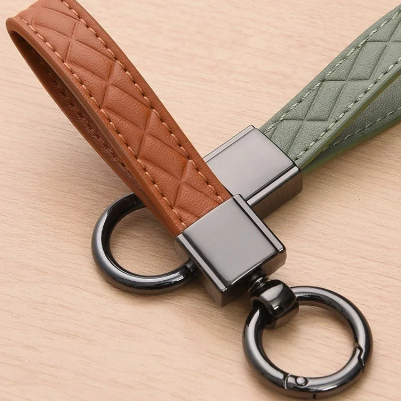 LEATHER PLAID KEYCHAIN